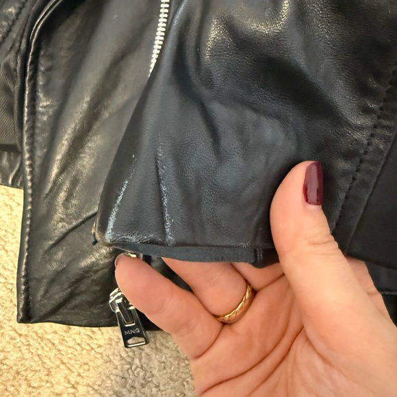 Mango Black Leather Jacket SZ M ✨ - Picture 3 of 8